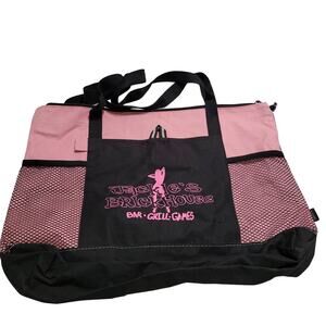 Brickhouse Bar Grill Games Tote Bag Pink Black